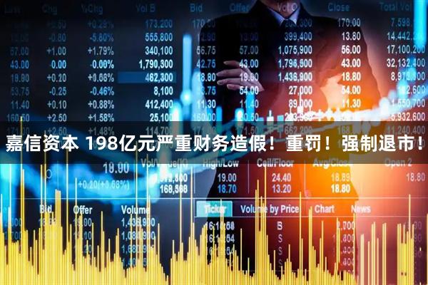 嘉信资本 198亿元严重财务造假！重罚！强制退市！
