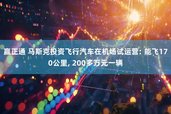 赢正通 马斯克投资飞行汽车在机场试运营: 能飞170公里, 200多万元一辆